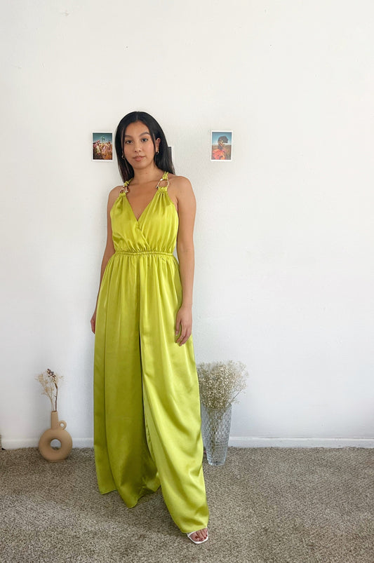 In The Spotlight Satin V-Neck Jumpsuit